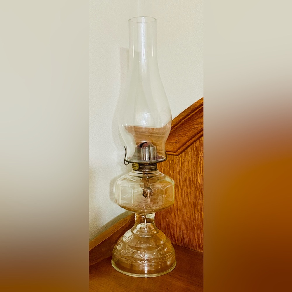 Vintage Glass Kerosene Lamp with chimney
